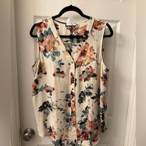 Maurices Artistic Print Blouse in Cream and Brown